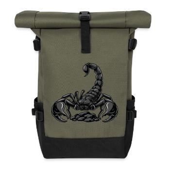 Black Scorpion Emperor Stinger Arachnid Tattoo - Roll Top Backpack - olive/black - Front