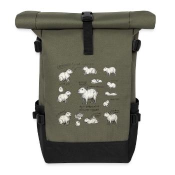 Capybara Sketch Parade - Roll Top Backpack - olive/black - Front