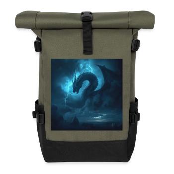 Slavic Viper Storm Dragon - Dark Fantasy - Roll Top Backpack - olive/black - Front