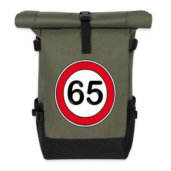 65.Birthday , 65 years - Roll Top Backpack - olive/black - Front