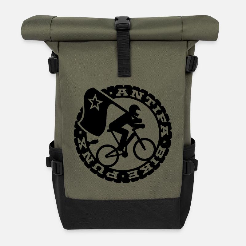 Antifa vélo Punks - Sac à dos roll top - olive/noir