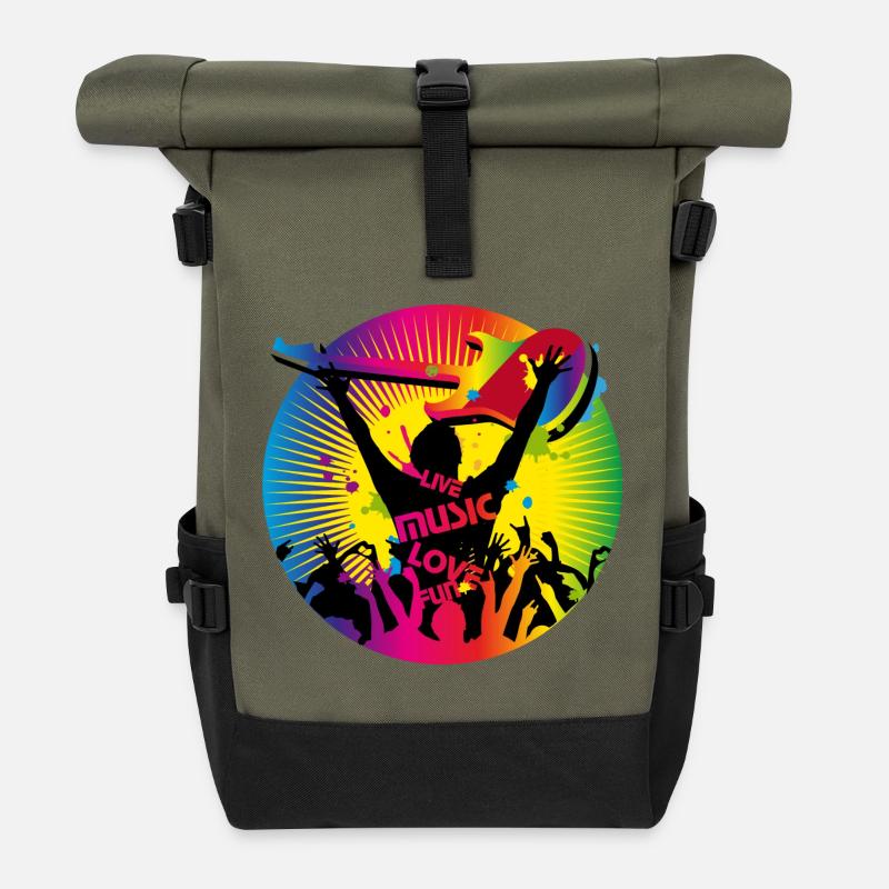 Festival Patch - Rolltop Rucksack - Olive/Schwarz