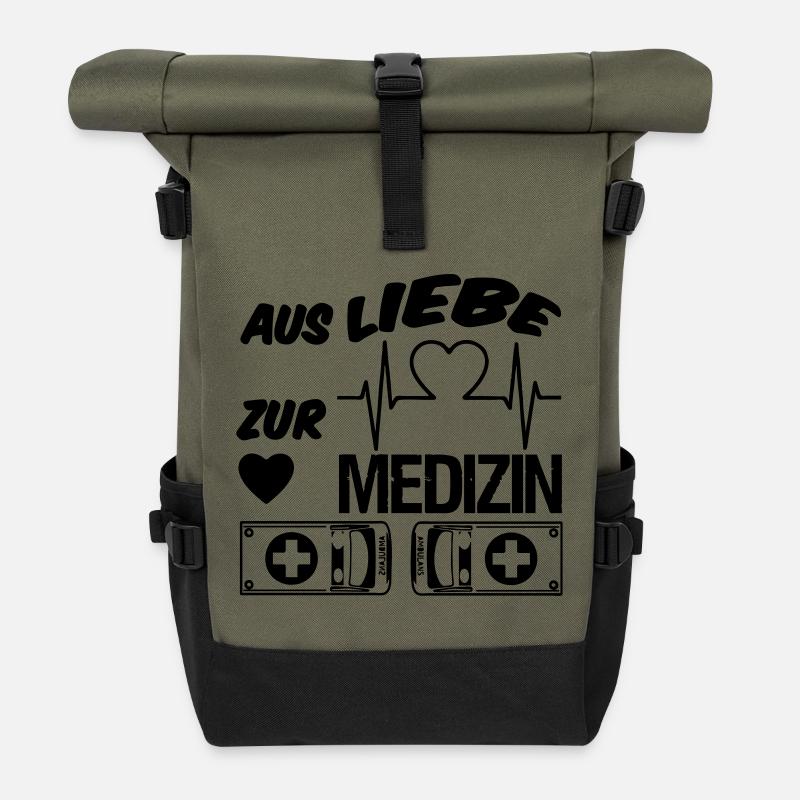 Medizin Liebe Doktor, Arzt, Sprüche, Geschenk - Rolltop Rucksack - Olive/Schwarz