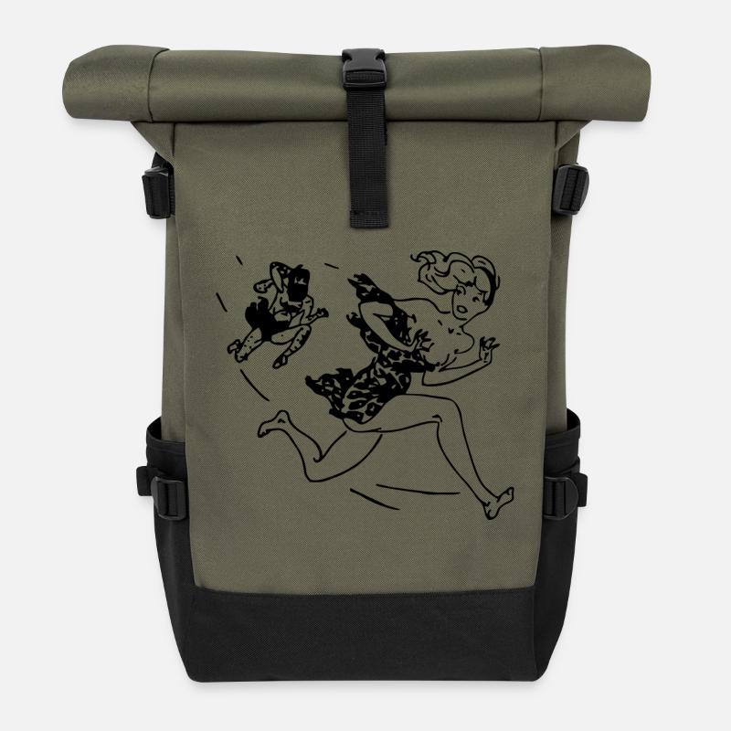 neandertaler hoehlenmensch caveman steinzeit6 - Rolltop Rucksack - Olive/Schwarz