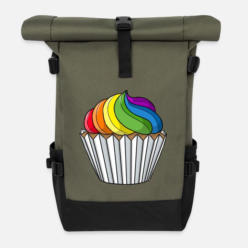 Gay Pride Cupcake - Rolltop Rucksack - Olive/Schwarz