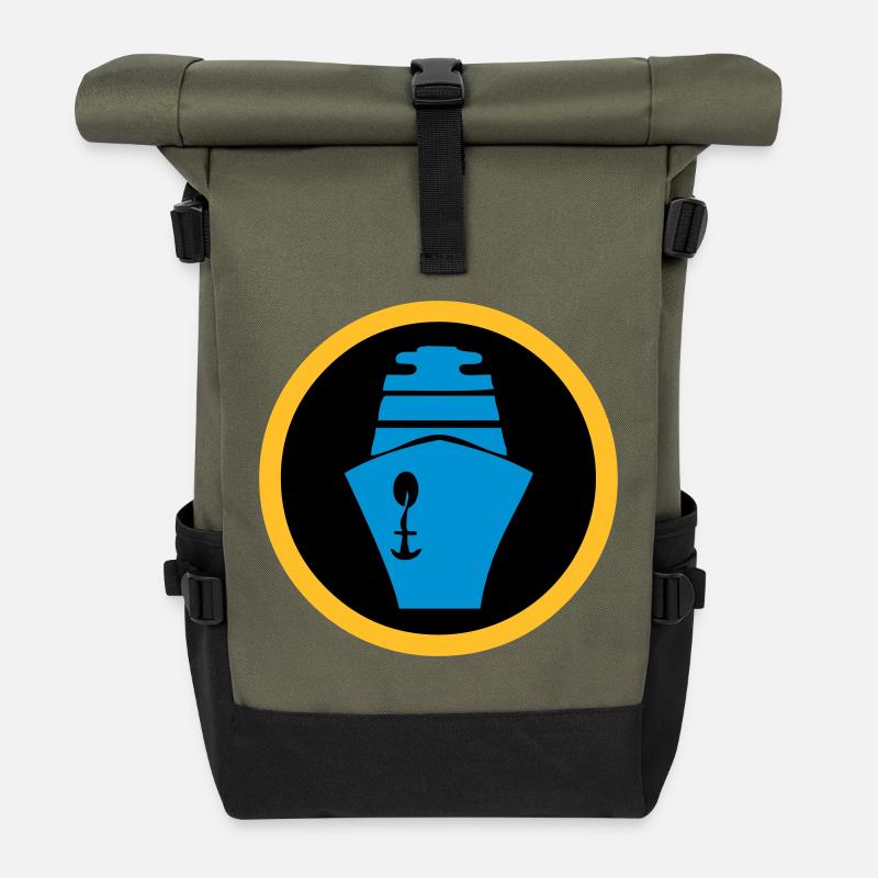 Schiff | Kreuzfahrt | Fähre - Rolltop Rucksack - Olive/Schwarz