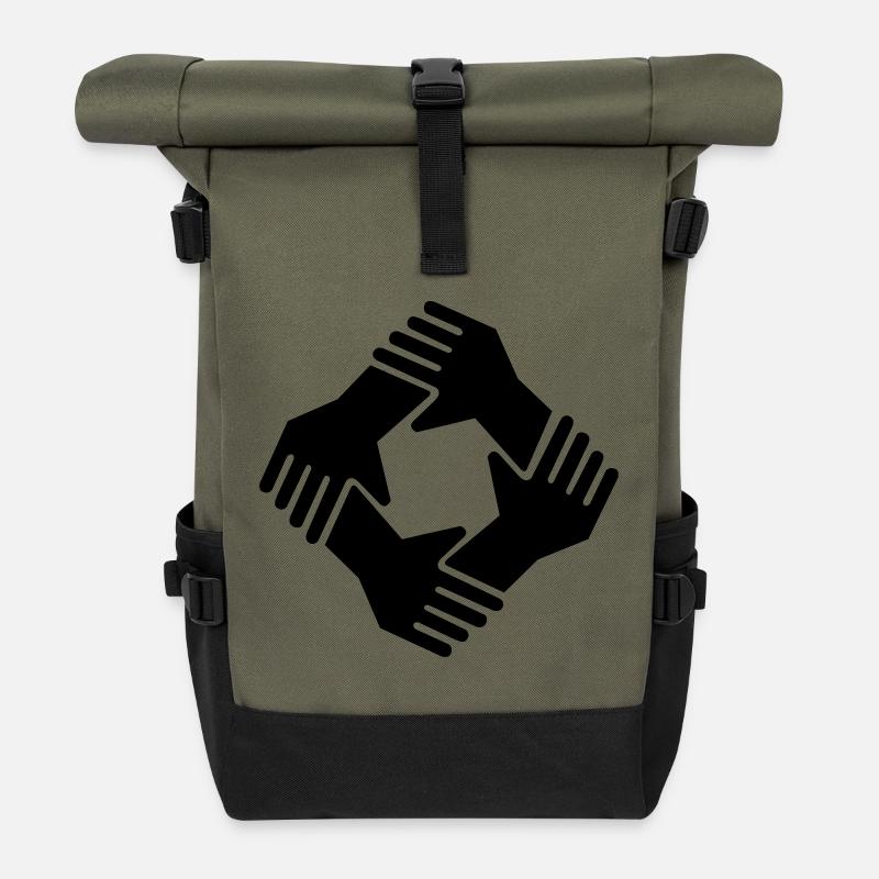 together gemeinsam Zusammenhalt - Rolltop Rucksack - Olive/Schwarz