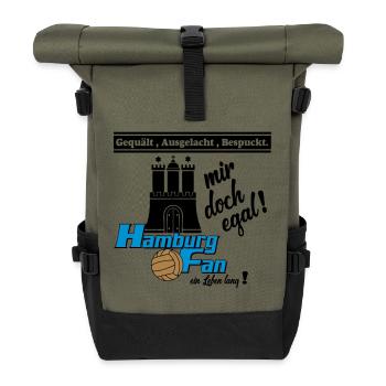 Hamburg , Tradition , Fußball , Fan Leben (25) - Rolltop Rucksack - Olive/Schwarz - Vorne