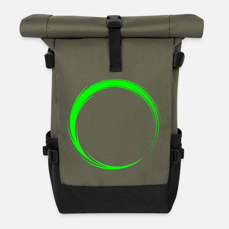 Forme d'icône de cercle - Sac à dos roll top - olive/noir