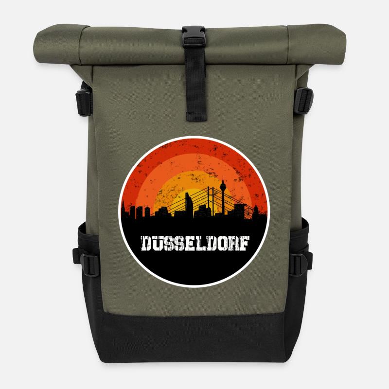 Skyline Düsseldorf - Rolltop Rucksack - Olive/Schwarz