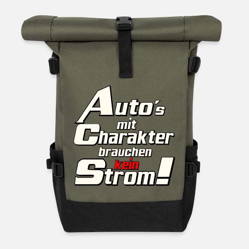 Auto Tuning Schrauber Kult Auto mit charakter (25) - Rolltop Rucksack - Olive/Schwarz