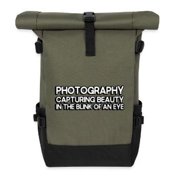 Photography: capturing beauty - Roll Top Backpack - olive/black - Front