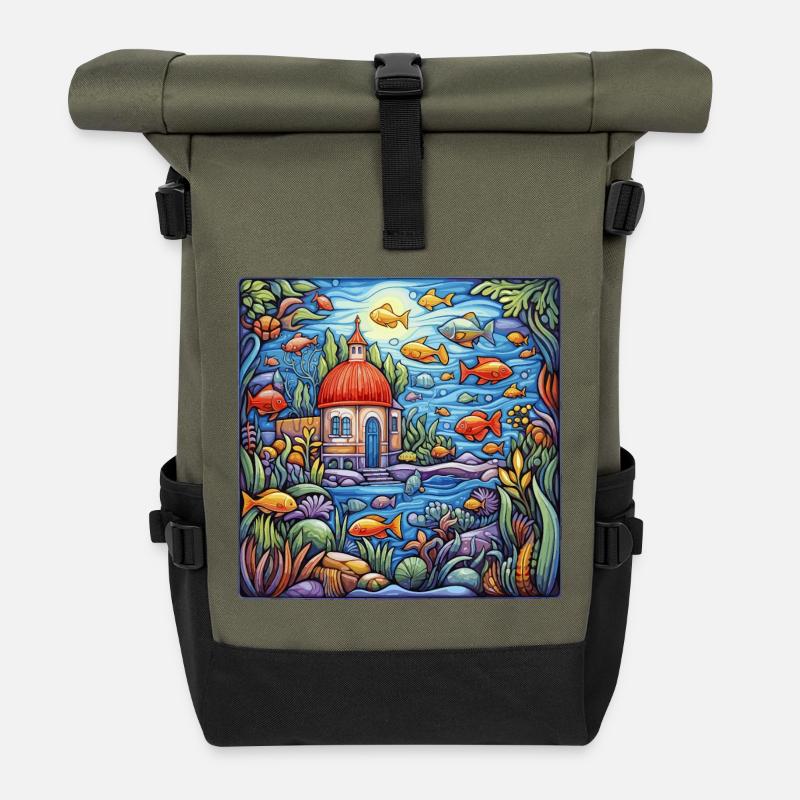Aquarium - Rolltop Rucksack - Olive/Schwarz