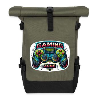 Gaming Zone - Controller Illustration - Rolltop Rucksack - Olive/Schwarz - Vorne