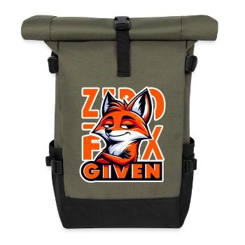 Zéro donné - Illustration de renard - Sac à dos roll top - olive/noir - Devant