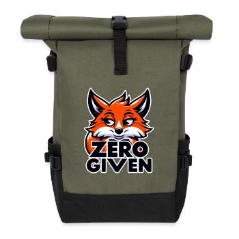 Zéro donné - Illustration de renard - Sac à dos roll top - olive/noir - Devant