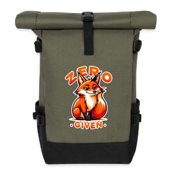 Zéro donné - Illustration de renard - Sac à dos roll top - olive/noir - Devant