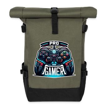 Pro Gamer - Controller Illustration - Rolltop Rucksack - Olive/Schwarz - Vorne