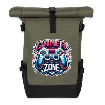 Gamer Zone - Illustration de la manette - Sac à dos roll top - olive/noir - Devant