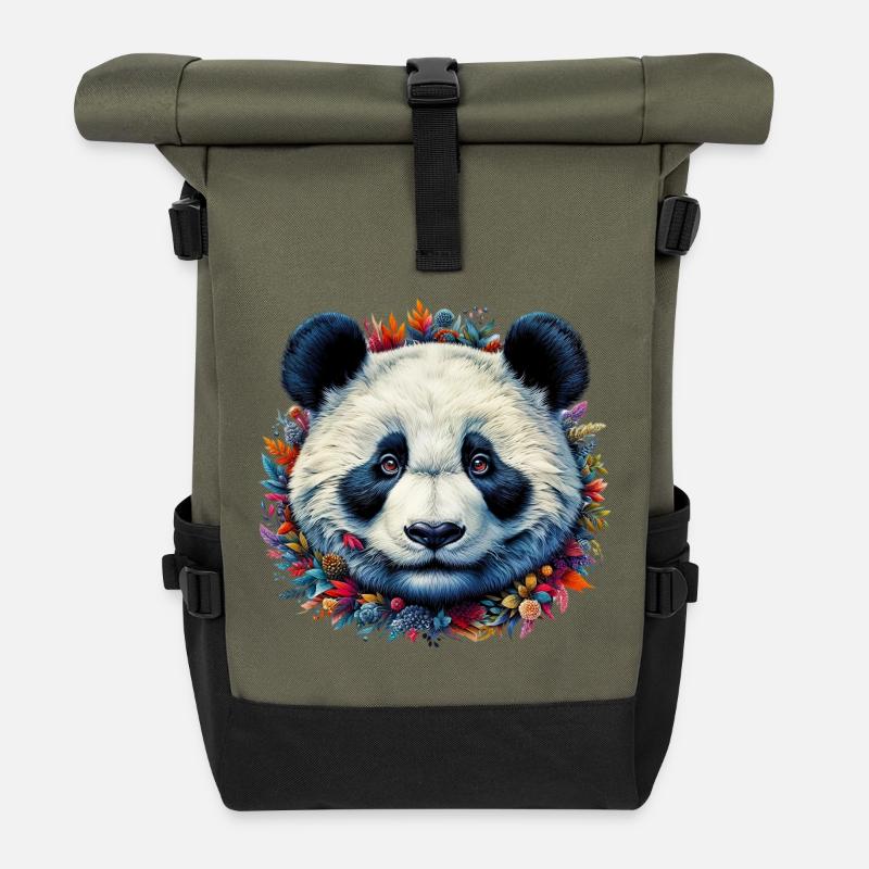 Panda - Rolltop Rucksack - Olive/Schwarz