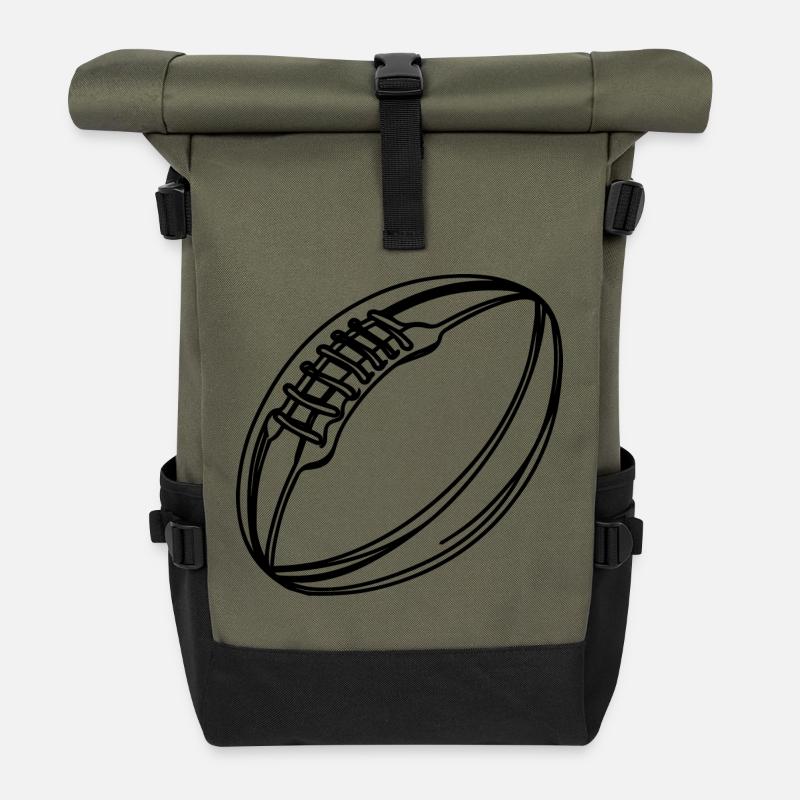 Rugby Ball - Rolltop Rucksack - Olive/Schwarz