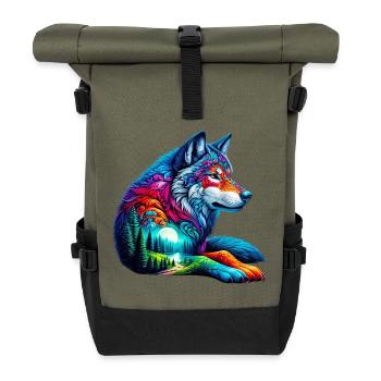 Loup - Sac à dos roll top - olive/noir - Devant