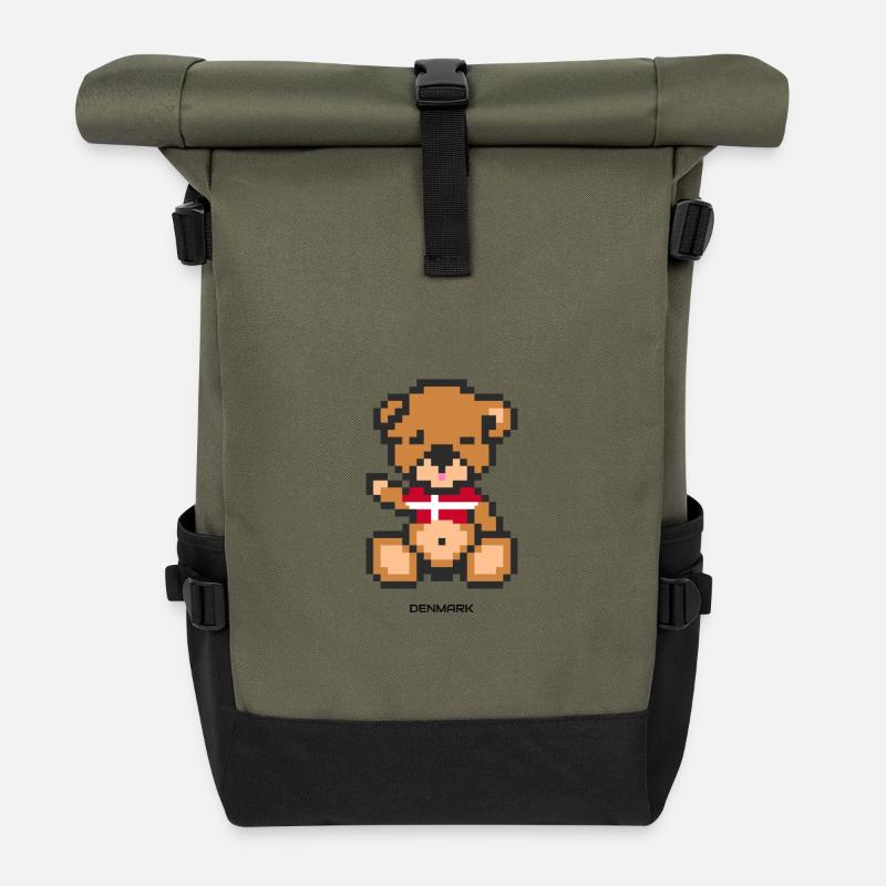 Pixel Bär Dänemark - Rolltop Rucksack - Olive/Schwarz