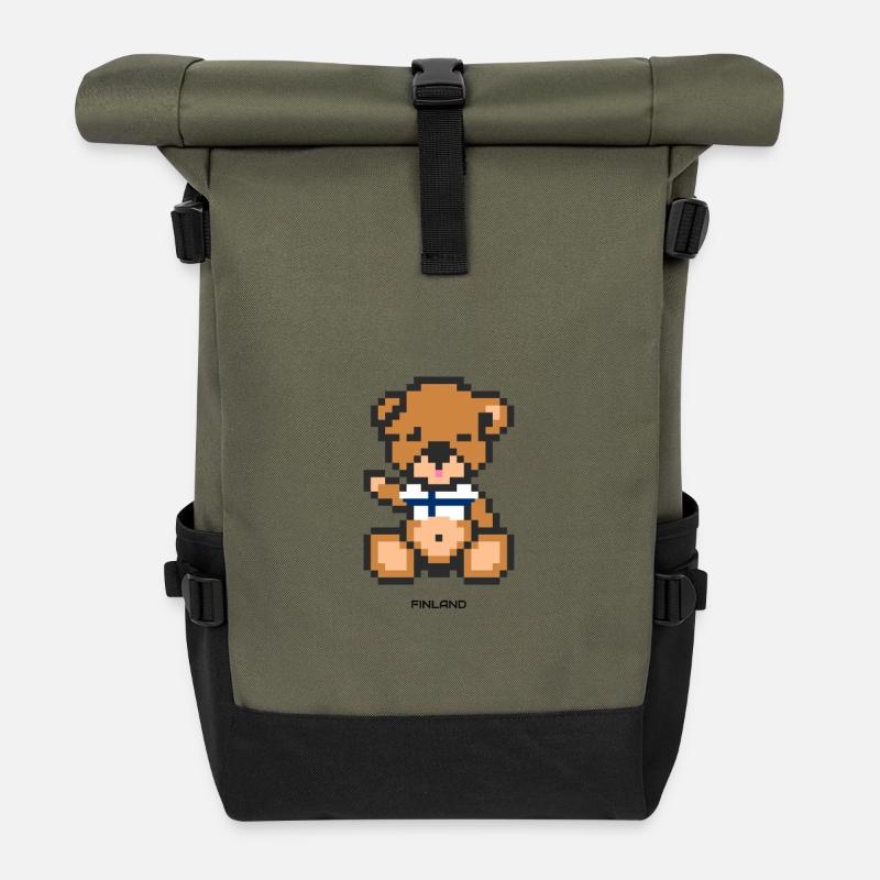 Pixel Bear Finland - Sac à dos roll top - olive/noir