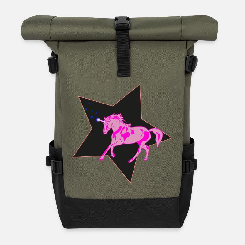 Licorne - Sac à dos roll top - olive/noir