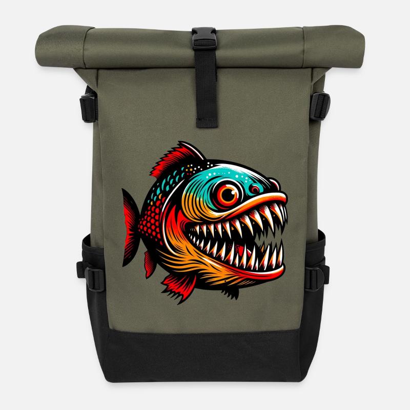 Piranha - Sac à dos roll top - olive/noir