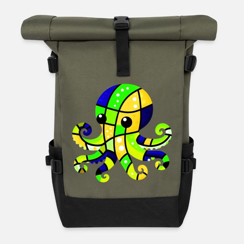 Pieuvre - Sac à dos roll top - olive/noir