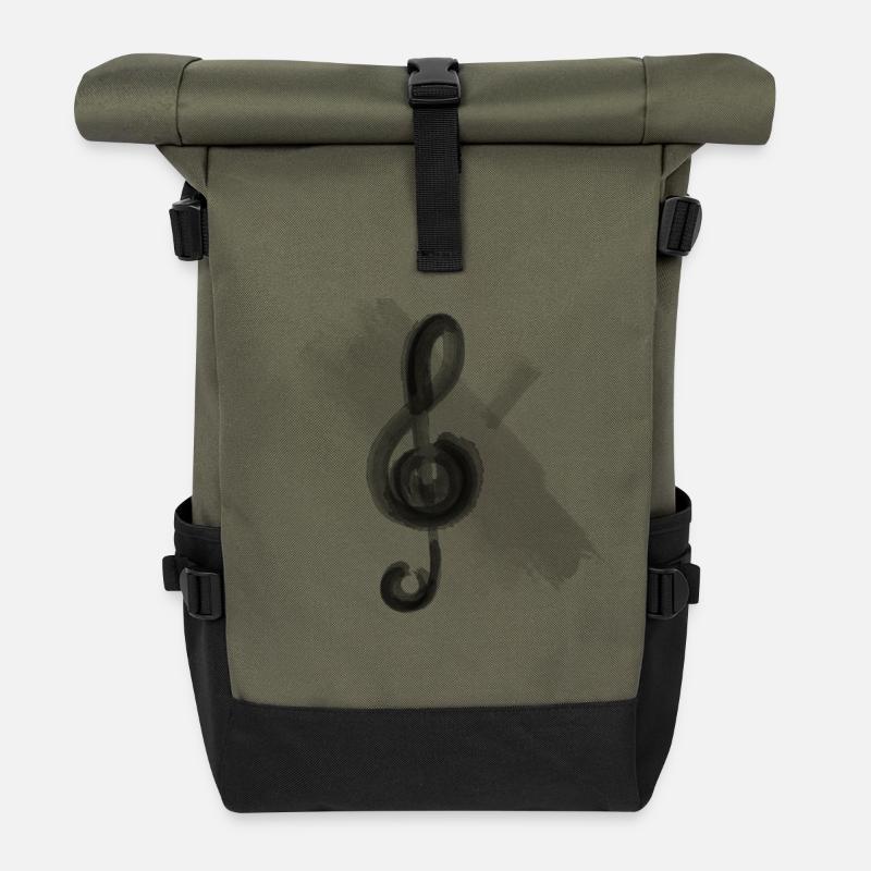 Notenschlüssel Musik Geschenk - Rolltop Rucksack - Olive/Schwarz