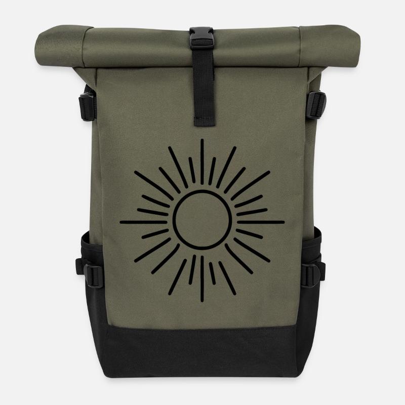 stilisierte Sonne - Rolltop Rucksack - Olive/Schwarz