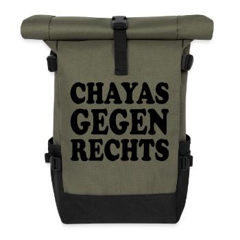 chayas gegen rechts - Rolltop Rucksack - Olive/Schwarz - Vorne