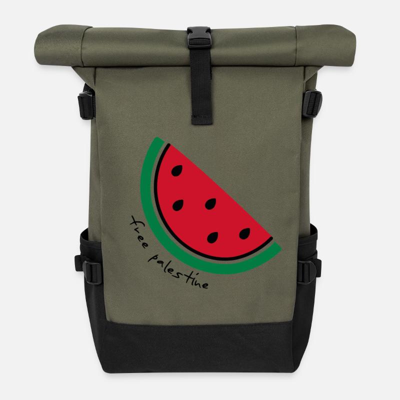 Wassermelonenscheibe Pop Art - Rolltop Rucksack - Olive/Schwarz