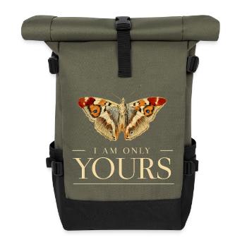 Bunter Schmetterling  Design – Ich gehöre nur dir  - Rolltop Rucksack - Olive/Schwarz - Vorne