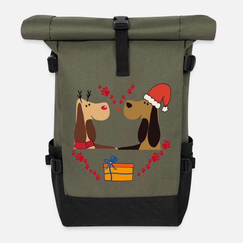 Le bonheur de Noël - Sac à dos roll top - olive/noir