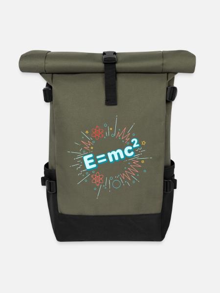 E=mc2 Wissenschaftliche Explosion - Rolltop Rucksack - Olive/Schwarz