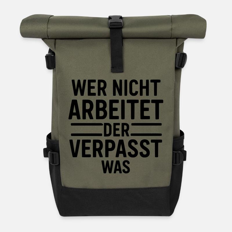 arbeit motivation - Rolltop Rucksack - Olive/Schwarz