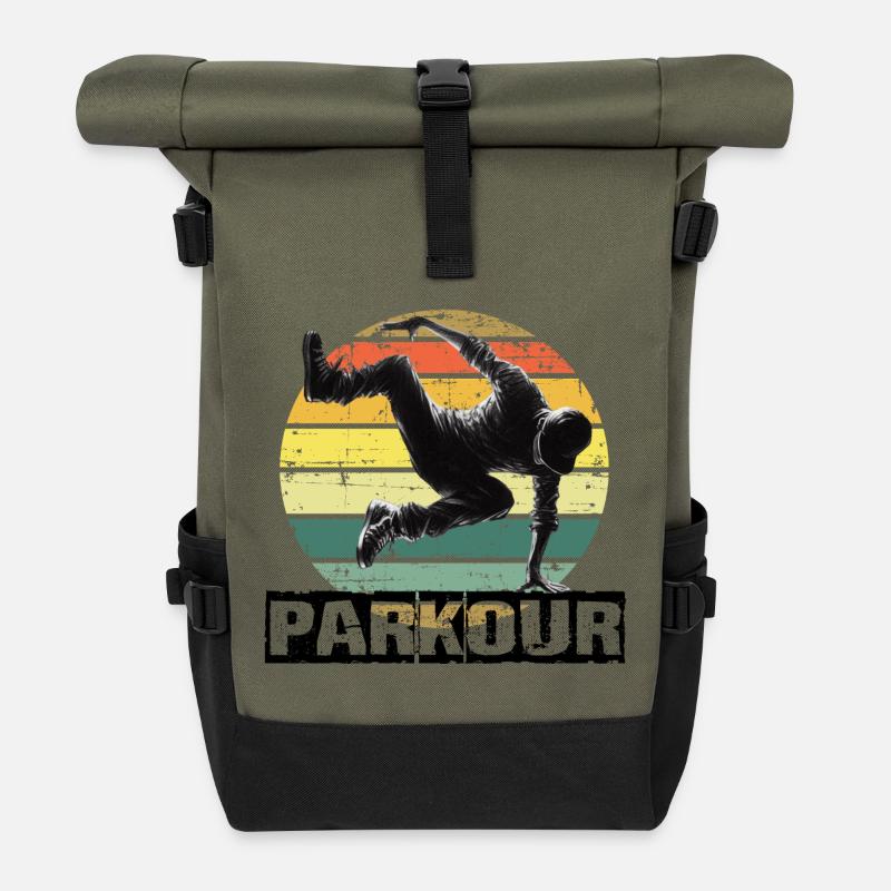 Parkour - Rolltop Rucksack - Olive/Schwarz
