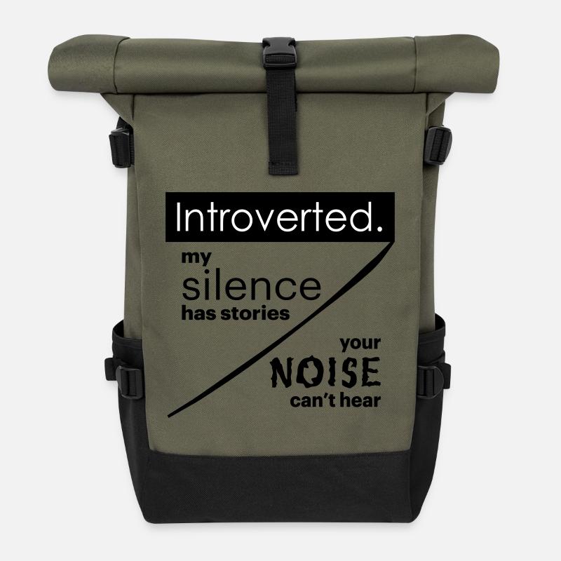 Introvertiert. Stille – Lärm. - Rolltop Rucksack - Olive/Schwarz
