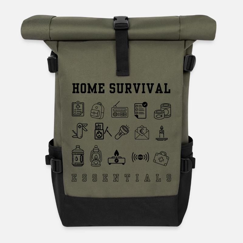 Emergency plan - doomsday - Roll Top Backpack - olive/black