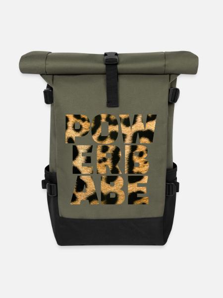 Power Babe Leopard Statement - Rolltop Rucksack - Olive/Schwarz