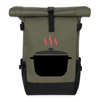 Kochtopf Dampf Kochen - Rolltop Rucksack - Olive/Schwarz - Vorne