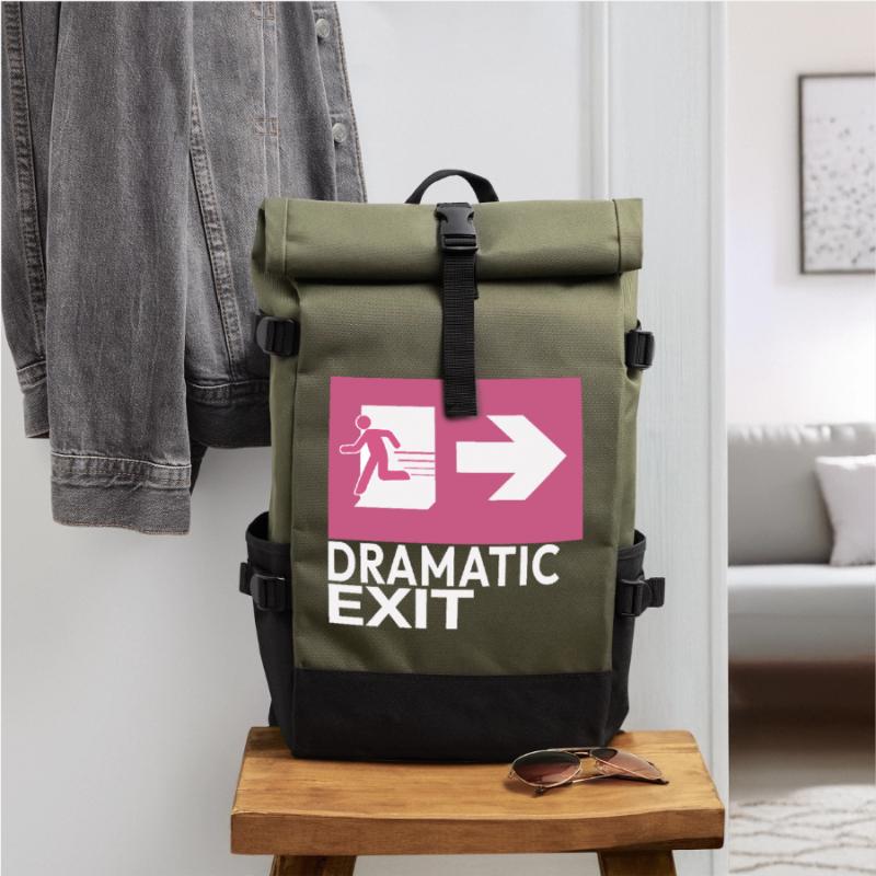 Dramatic Exit Funny Statement Minimal Grafik Rolltop Rucksack