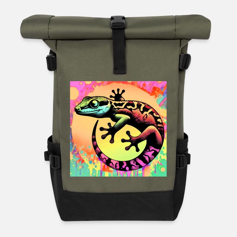 Gecko - Roll Top Backpack - olive/black