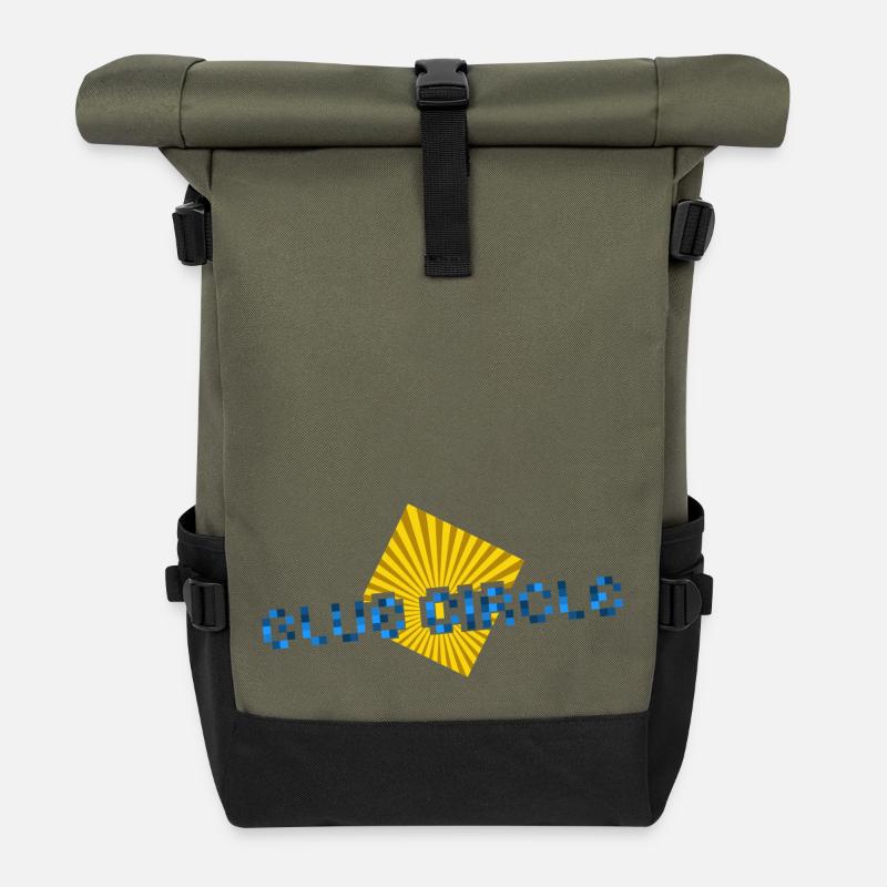Yellow Square with Beams - Roll Top Backpack - olive/black