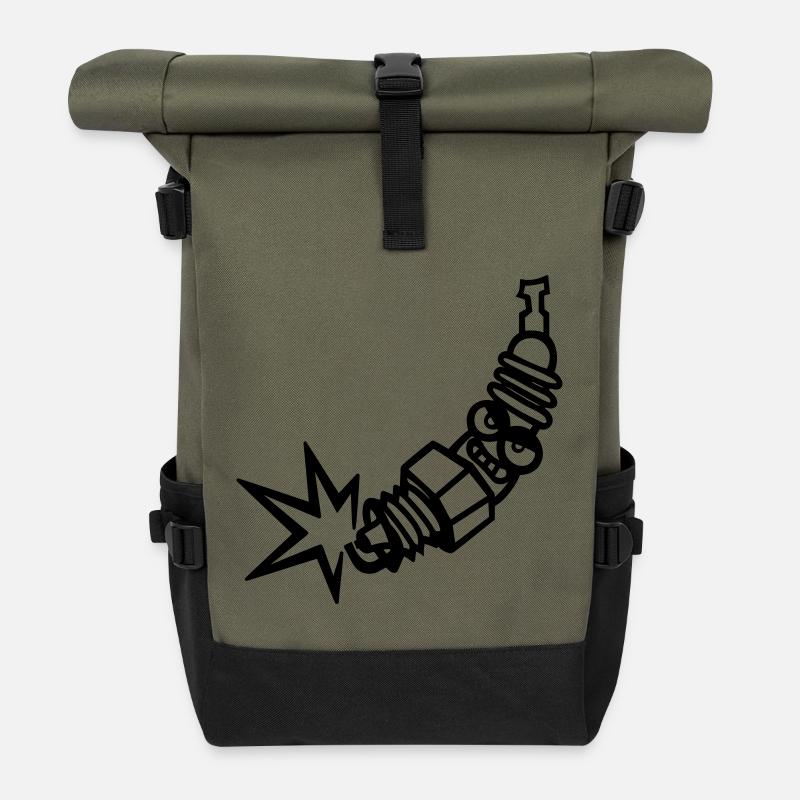 Bougie d'allumage (changement de couleur individuelle) - Sac à dos roll top - olive/noir
