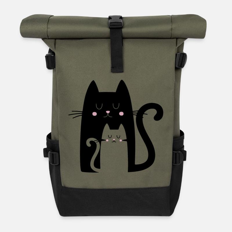 Chatons - Sac à dos roll top - olive/noir