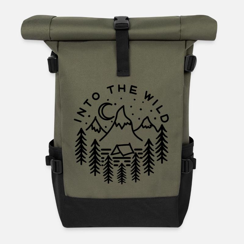 Into the wild - Rolltop Rucksack - Olive/Schwarz
